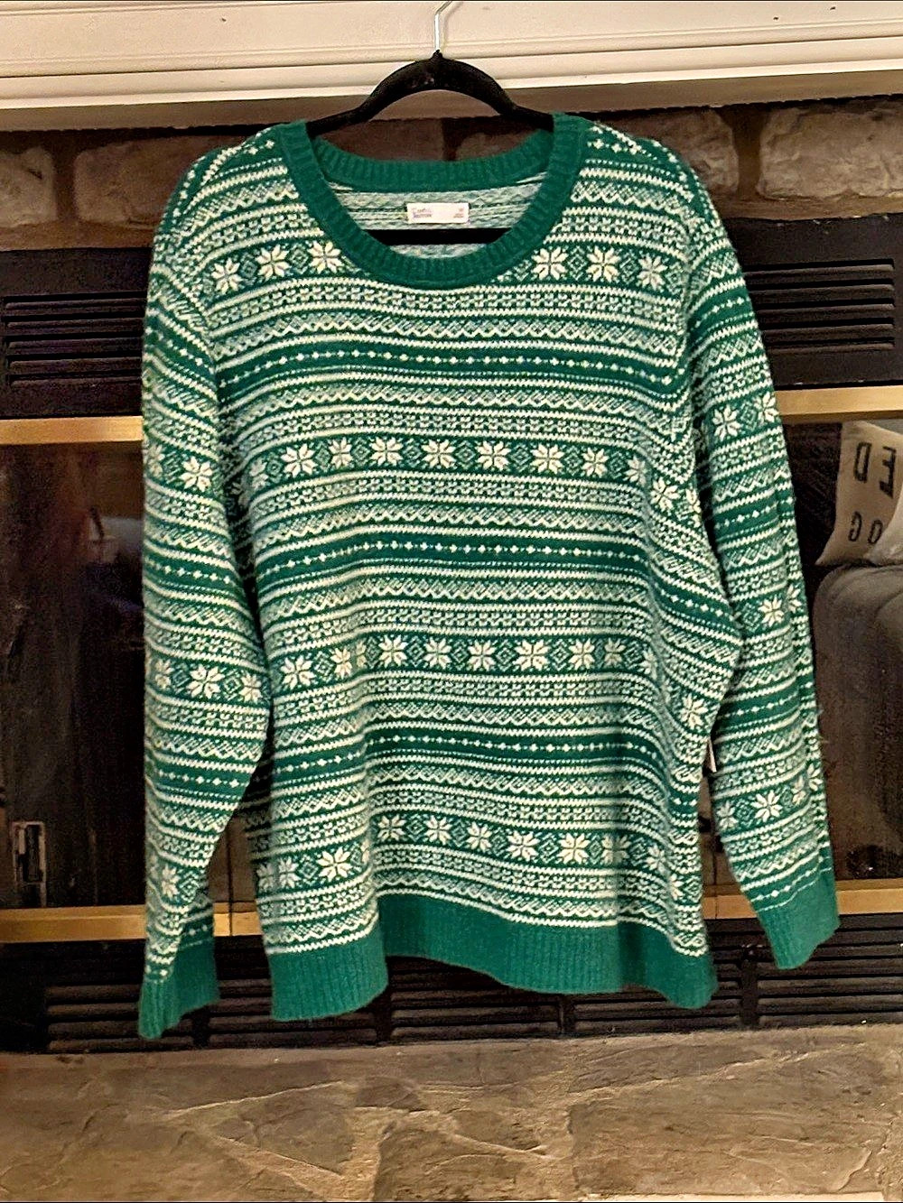 Croft & Barrow Green & White Patterned Sweater Size 3X NWT